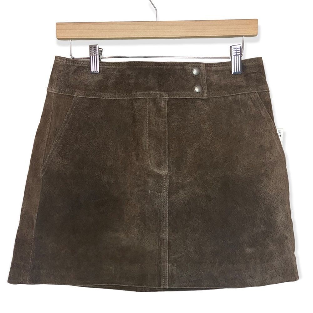 Blank NYC NWT Brown Truffle 100% Leather Lined Mini Skirt Size 27